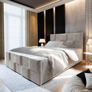 wohnli-moebel-suche-800000650832-1 BOXBETT MONA 160x200 cm mit Matratze und Topper - Beige Holz MASSENO Möbel > Betten > Boxspringbetten Beige