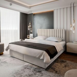 wohnli-moebel-suche-800000650847-1 BOXBETT BRESEL 180x200 cm mit Matratze und Topper - Beige Holz MASSENO Möbel > Betten > Boxspringbetten Beige