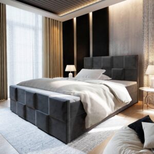 wohnli-moebel-suche-800000650886-1 BOXBETT MONA 140x200 cm mit Matratze und Topper - Grau Holz MASSENO Möbel > Betten > Boxspringbetten Grau