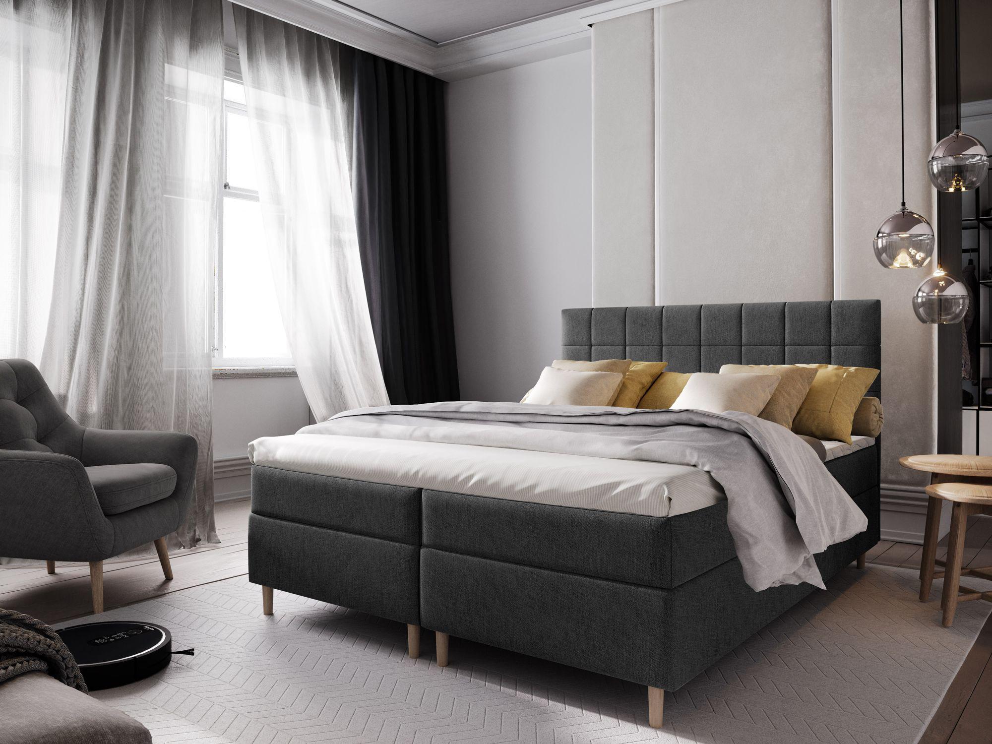 wohnli-moebel-suche-800000650962-1 BOXBETT IBIZA 180x200 cm mit Matratze und Topper - Dunkelgrau Holz MASSENO Möbel > Betten > Boxspringbetten Grau