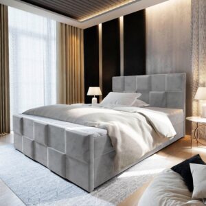 wohnli-moebel-suche-800000650967-1 BOXBETT MONA 140x200 cm mit Matratze und Topper - Hellgrau Holz MASSENO Möbel > Betten > Boxspringbetten Grau