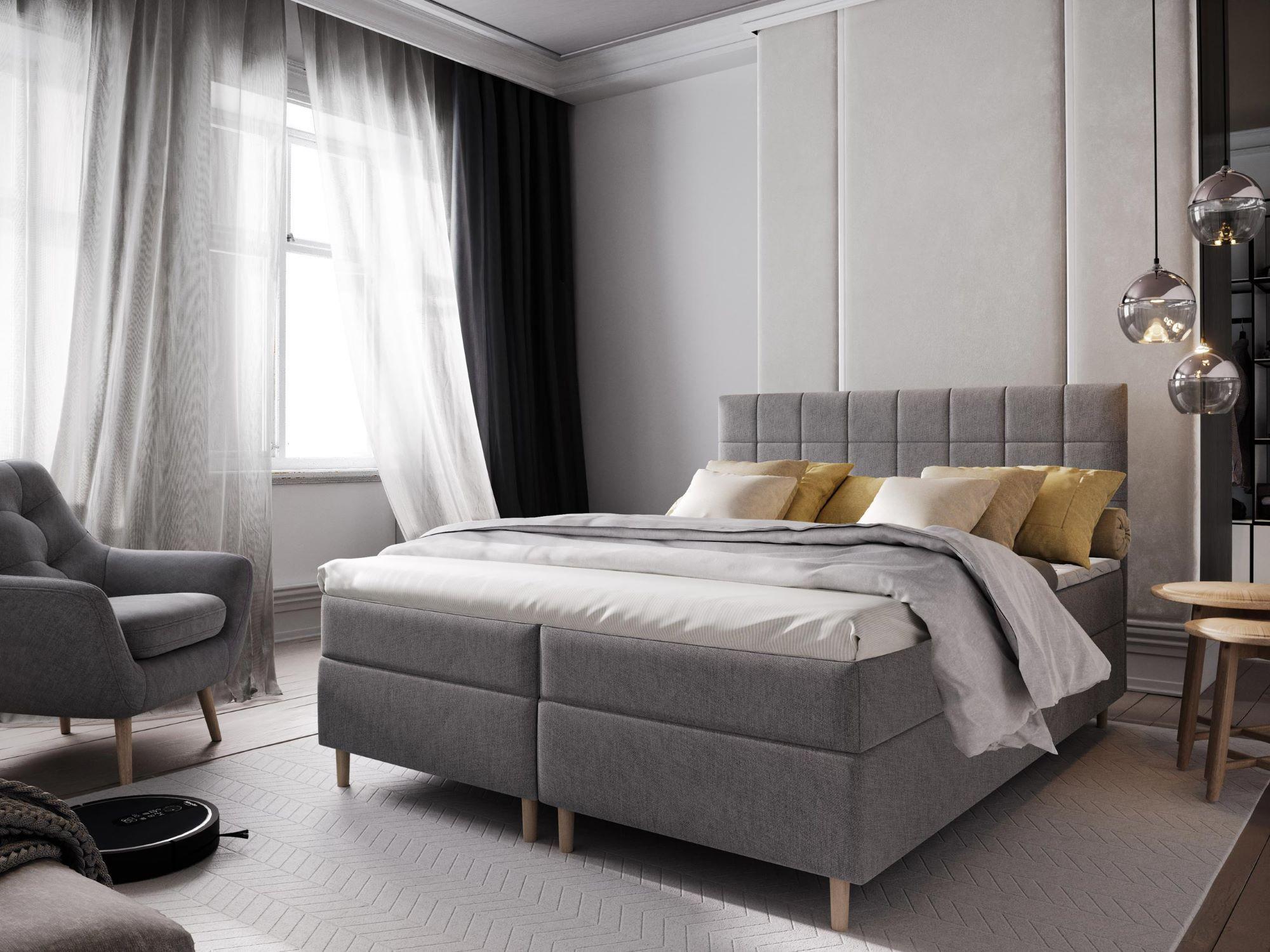 wohnli-moebel-suche-800000650969-1 BOXBETT IBIZA 140x200 cm mit Matratze und Topper - Hellgrau Holz MASSENO Möbel > Betten > Boxspringbetten Grau