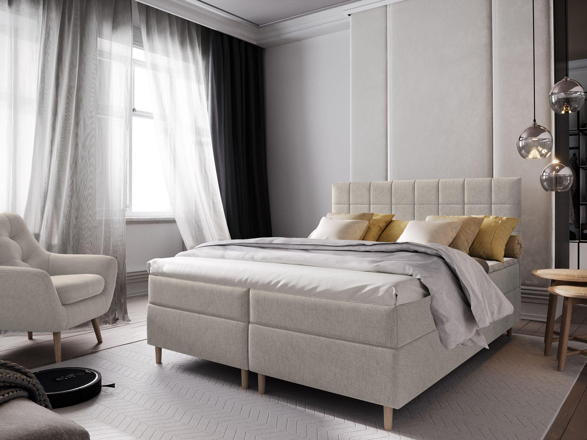 wohnli-moebel-suche-800000650976-1 BOXBETT IBIZA 180x200 cm mit Matratze und Topper - Beige Holz MASSENO Möbel > Betten > Boxspringbetten Beige