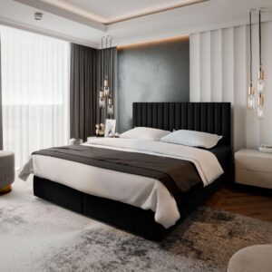 wohnli-moebel-suche-800000650999-1 BOXBETT BRESEL 160x200 cm mit Matratze und Topper - Schwarz Holz MASSENO Möbel > Betten > Boxspringbetten Schwarz