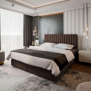wohnli-moebel-suche-800000651024-1 BOXBETT BRESEL 160x200 cm mit Matratze und Topper - Braun Holz MASSENO Möbel > Betten > Boxspringbetten Braun