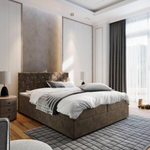 wohnli-moebel-suche-800000651032-1 BOXBETT RIVA 140x200 cm mit Matratze und Topper - Braun Holz MASSENO Möbel > Betten > Boxspringbetten Braun