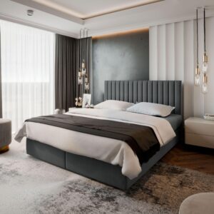 wohnli-moebel-suche-800000651033-1 BOXBETT BRESEL 140x200 cm mit Matratze und Topper - Grau Holz MASSENO Möbel > Betten > Boxspringbetten Grau