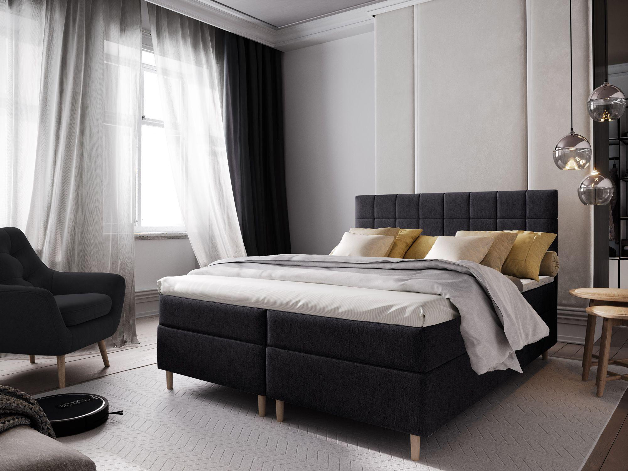 wohnli-moebel-suche-800000651034-1 BOXBETT IBIZA 160x200 cm mit Matratze und Topper - Schwarz Holz MASSENO Möbel > Betten > Boxspringbetten Schwarz