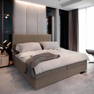wohnli-moebel-suche-800000651101-1 BOXBETT PISA 180x200 cm mit Matratze und Topper - Beige Holz MASSENO Möbel > Betten > Boxspringbetten Braun