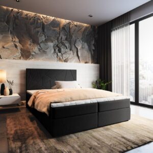 wohnli-moebel-suche-800000651108-1 BOXBETT MADO 180x200 cm mit Matratze und Topper - Schwarz Holz MASSENO Möbel > Betten > Boxspringbetten Schwarz