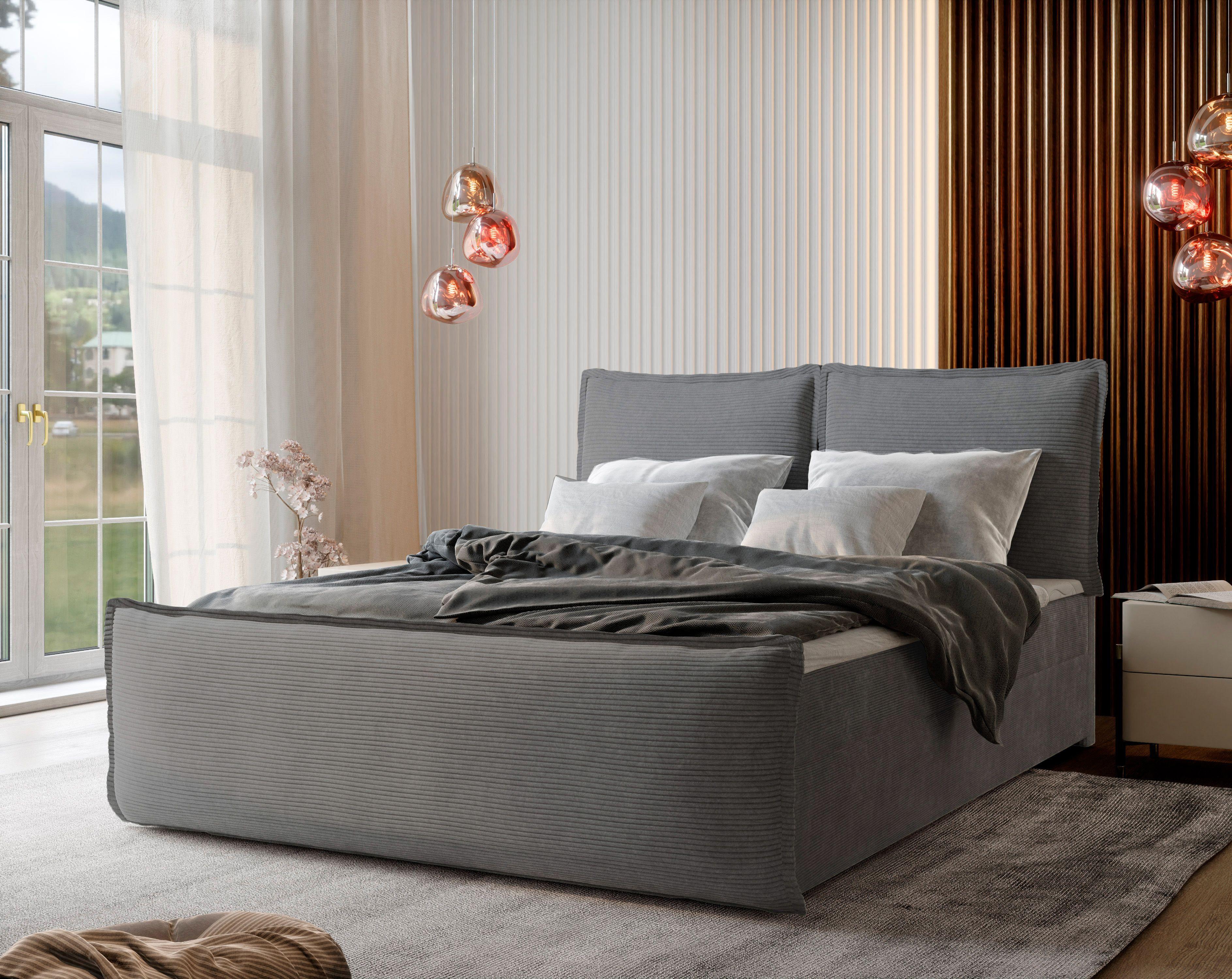 wohnli-moebel-suche-800000651112-1 BOXBETT MONTA 140x200 cm mit Matratze und Topper - Hellgrau Holz MASSENO Möbel > Betten > Boxspringbetten Grau