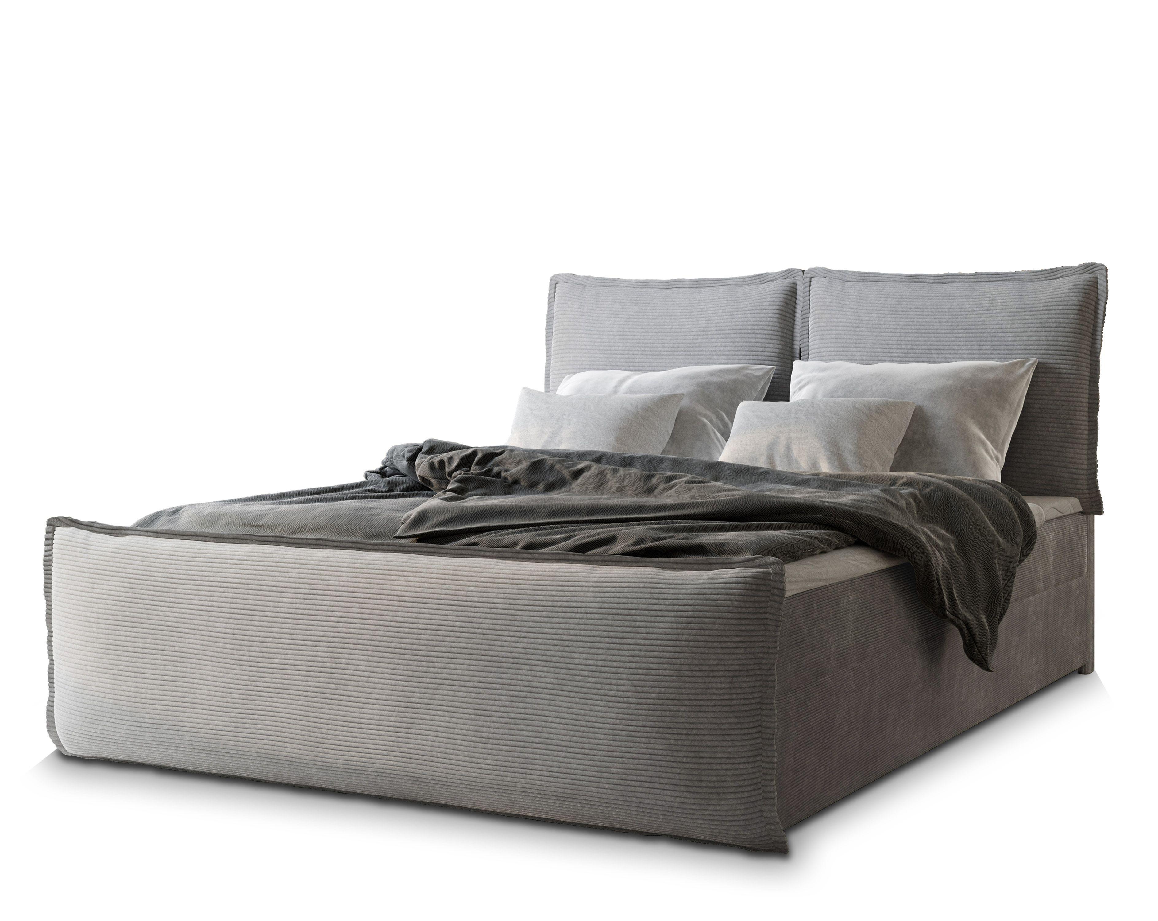 Wohnli Möbelsuche - BOXBETT MONTA 140x200 cm mit Matratze und Topper - Hellgrau