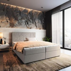 wohnli-moebel-suche-800000651118-1 BOXBETT MADO 160x200 cm mit Matratze und Topper - Beige Holz MASSENO Möbel > Betten > Boxspringbetten Beige