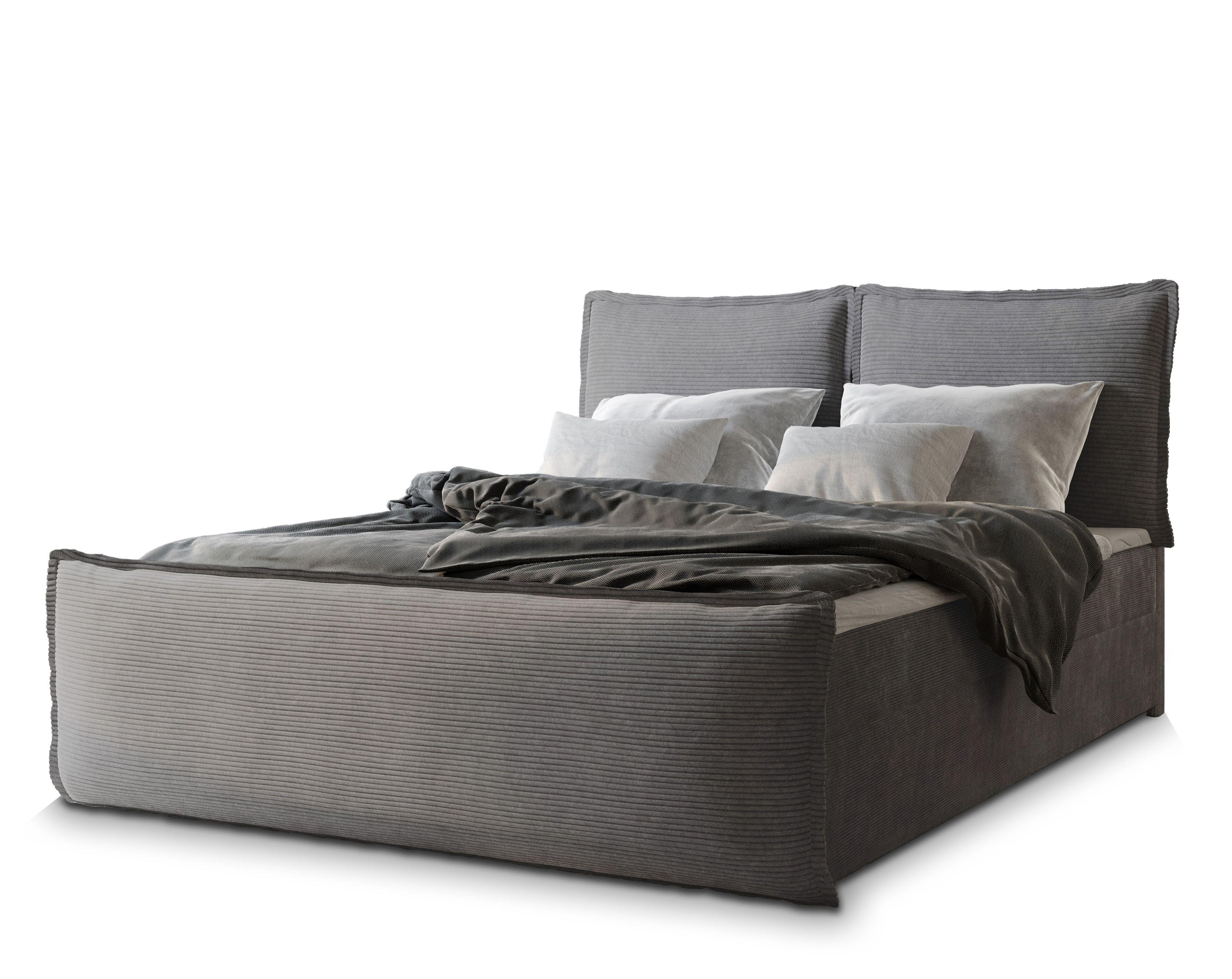 Wohnli Möbelsuche - BOXBETT MONTA 180x200 cm mit Matratze und Topper - Grau