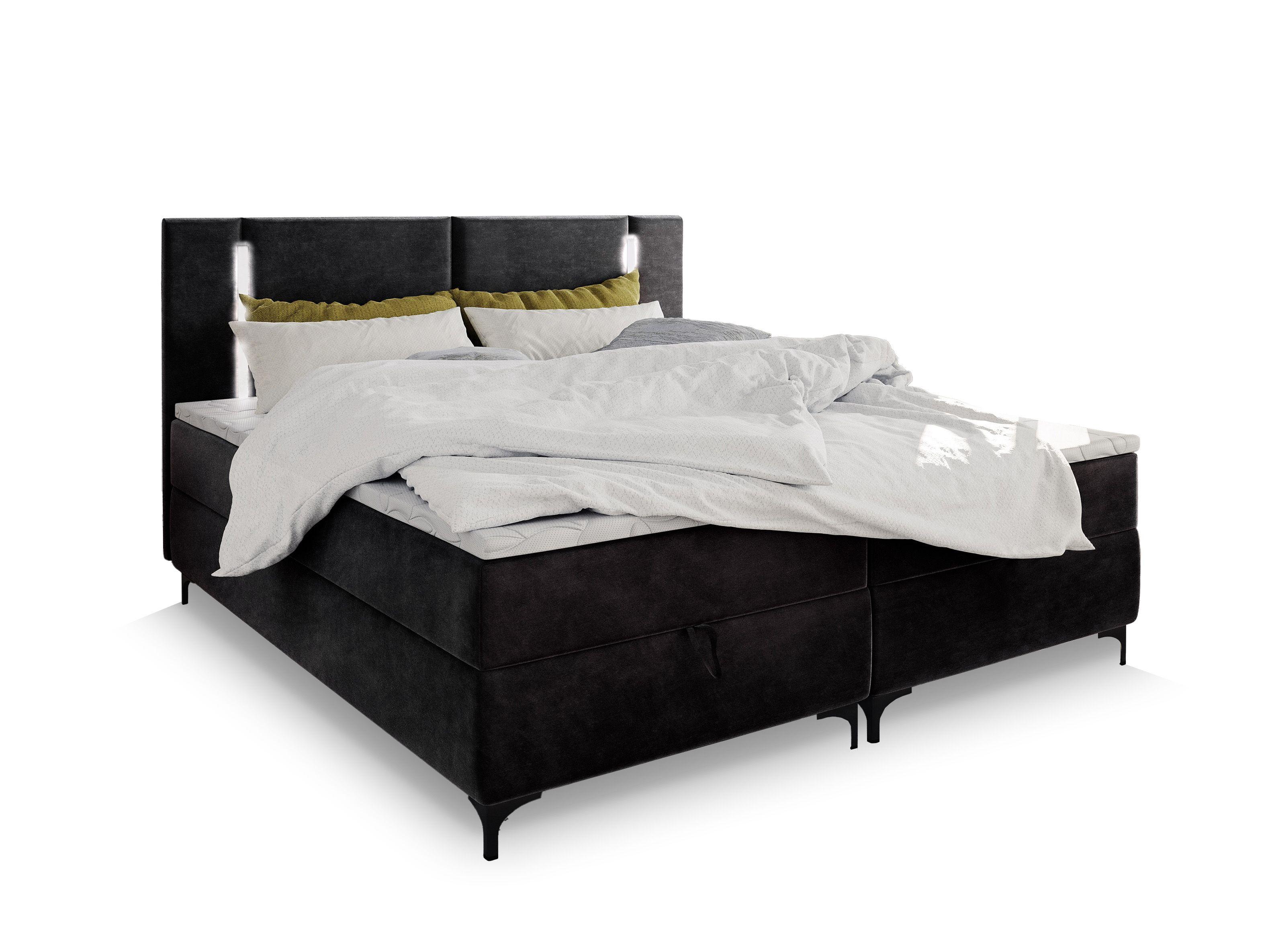 Wohnli Möbelsuche - BOXBETT ALBA 160x200 cm mit Matratze und Topper - Schwarz