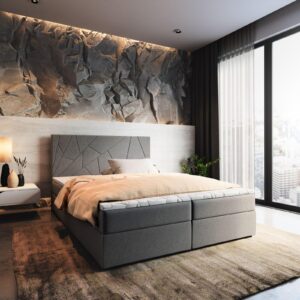 wohnli-moebel-suche-800000651153-1 BOXBETT MADO 180x200 cm mit Matratze und Topper - Dunkelgrau Holz MASSENO Möbel > Betten > Boxspringbetten Grau