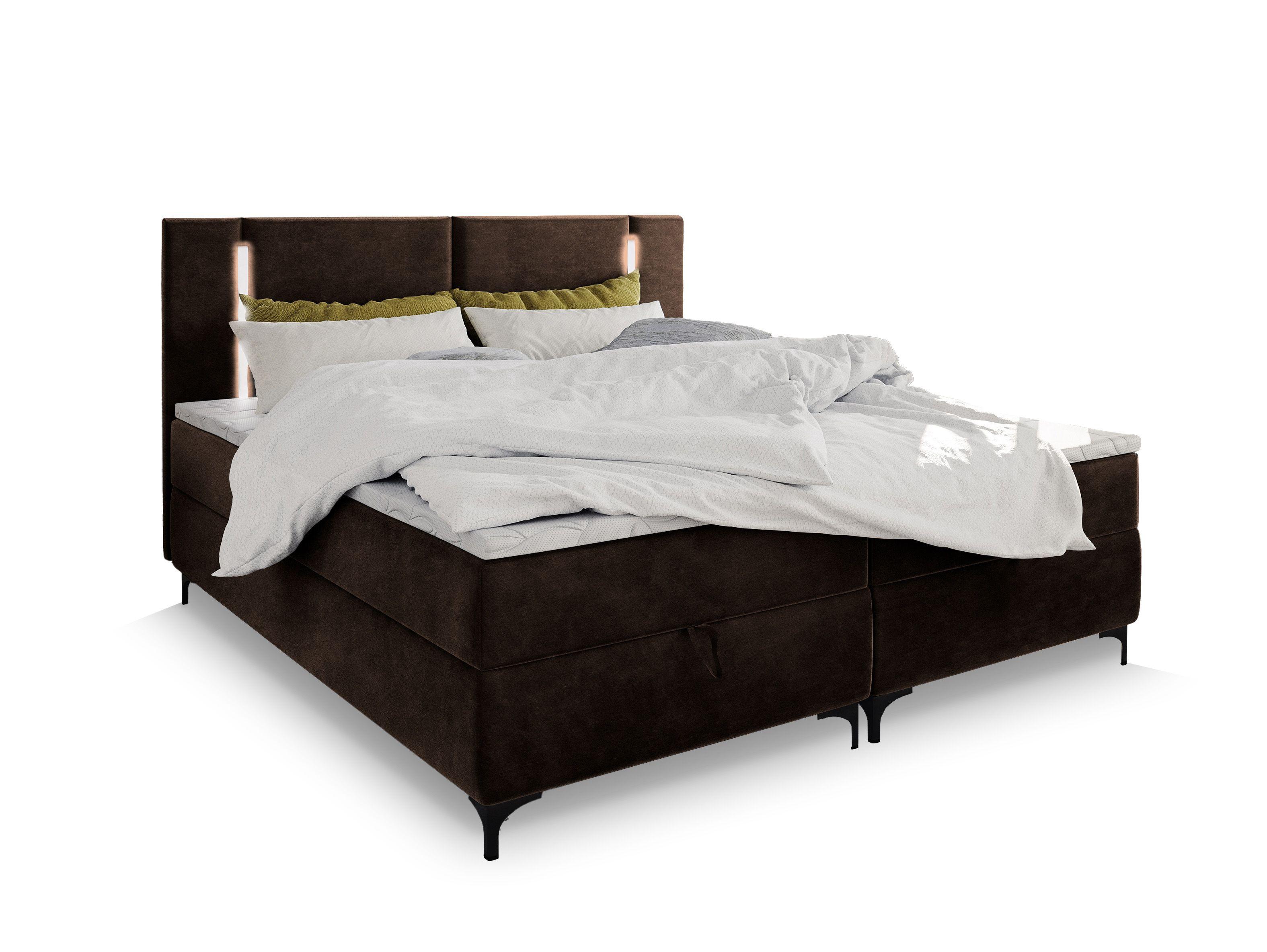 Wohnli Möbelsuche - BOXBETT ALBA 140x200 cm mit Matratze und Topper - Braun