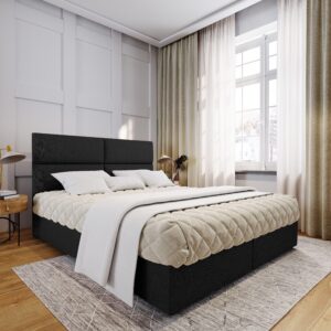 wohnli-moebel-suche-800000651164-1 BOXBETT LONIS 140x200 cm mit Matratze und Topper - Schwarz Holz MASSENO Möbel > Betten > Boxspringbetten Schwarz