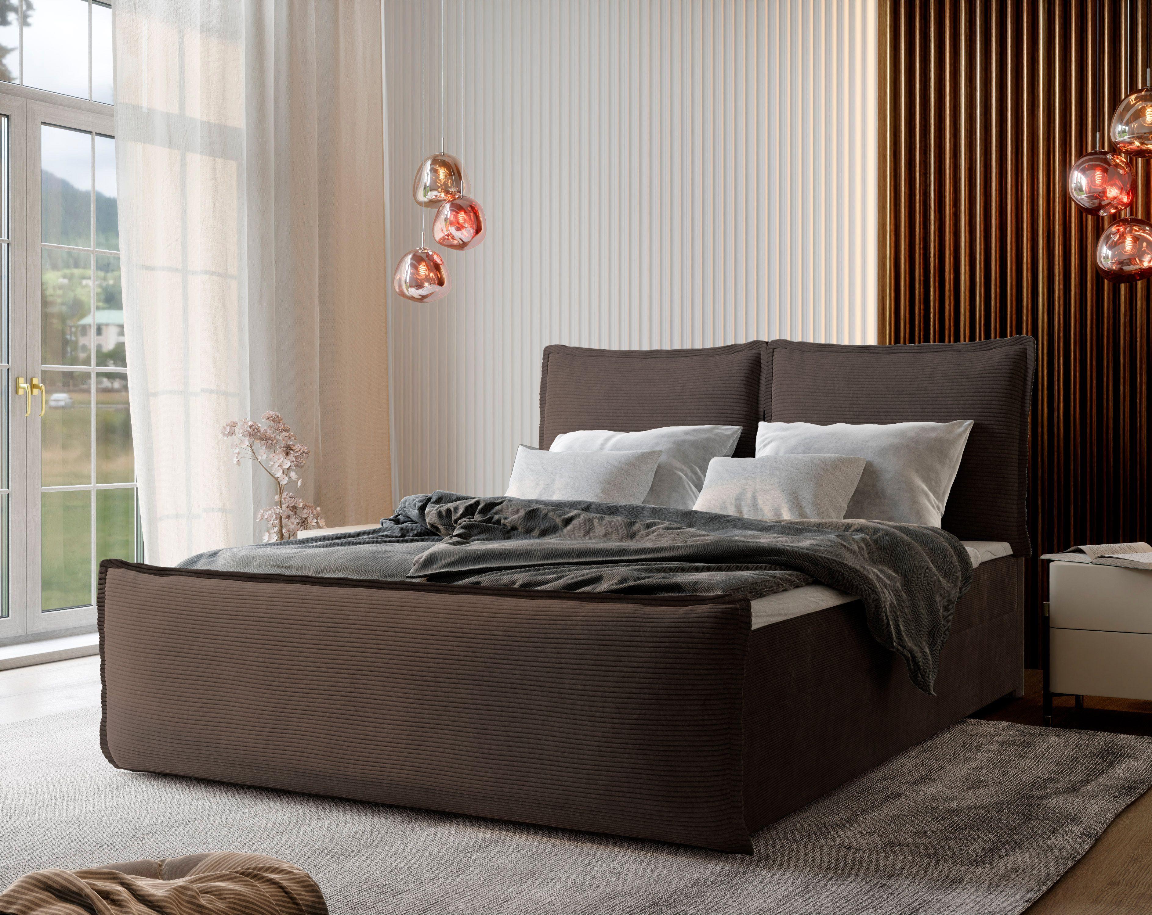 wohnli-moebel-suche-800000651178-1 BOXBETT MONTA 160x200 cm mit Matratze und Topper - Braun Holz MASSENO Möbel > Betten > Boxspringbetten Braun