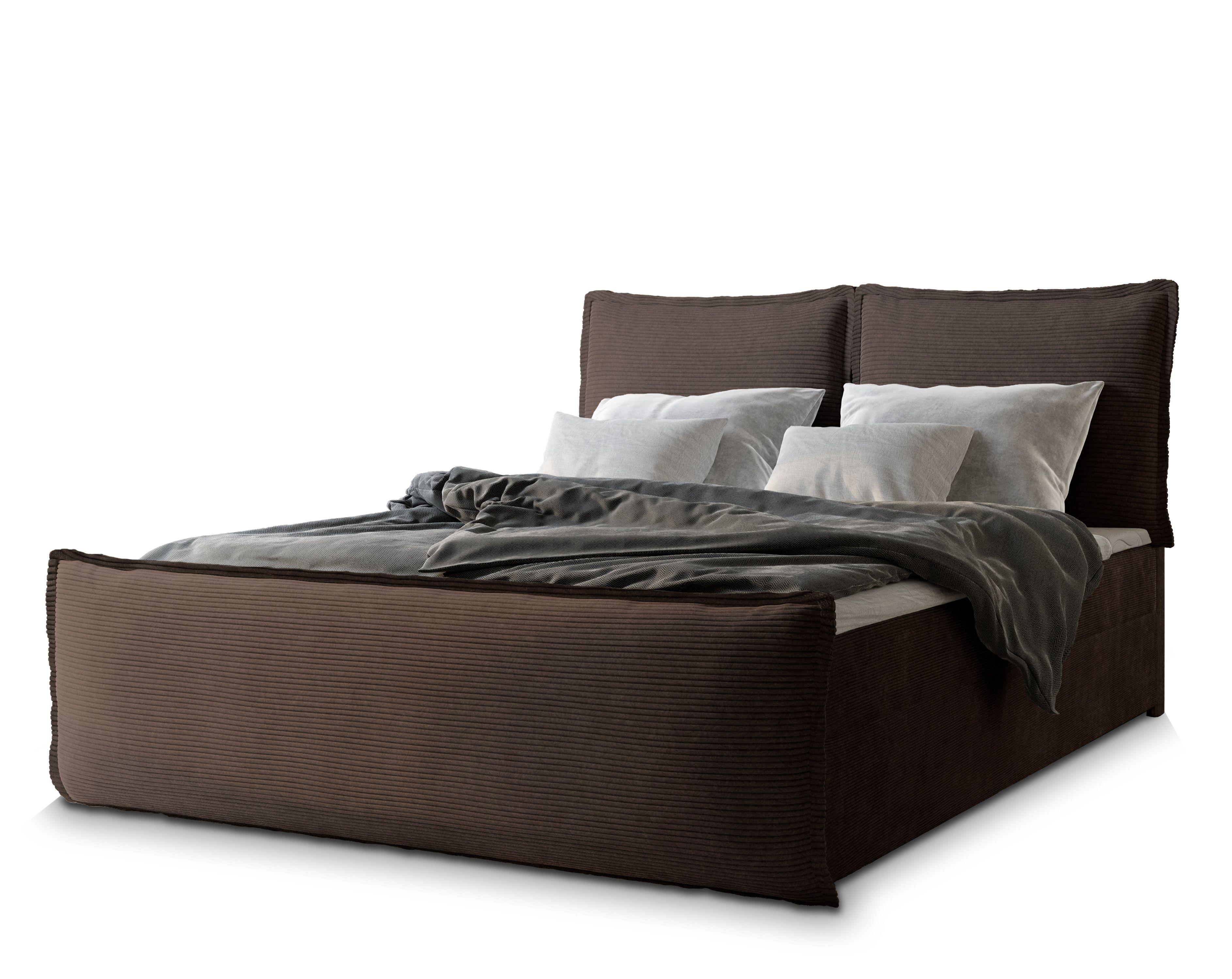 Wohnli Möbelsuche - BOXBETT MONTA 160x200 cm mit Matratze und Topper - Braun