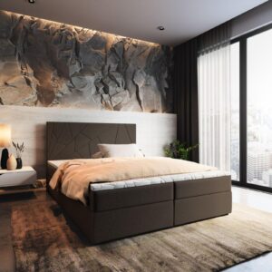 wohnli-moebel-suche-800000651182-1 BOXBETT MADO 180x200 cm mit Matratze und Topper - Braun Holz MASSENO Möbel > Betten > Boxspringbetten Braun