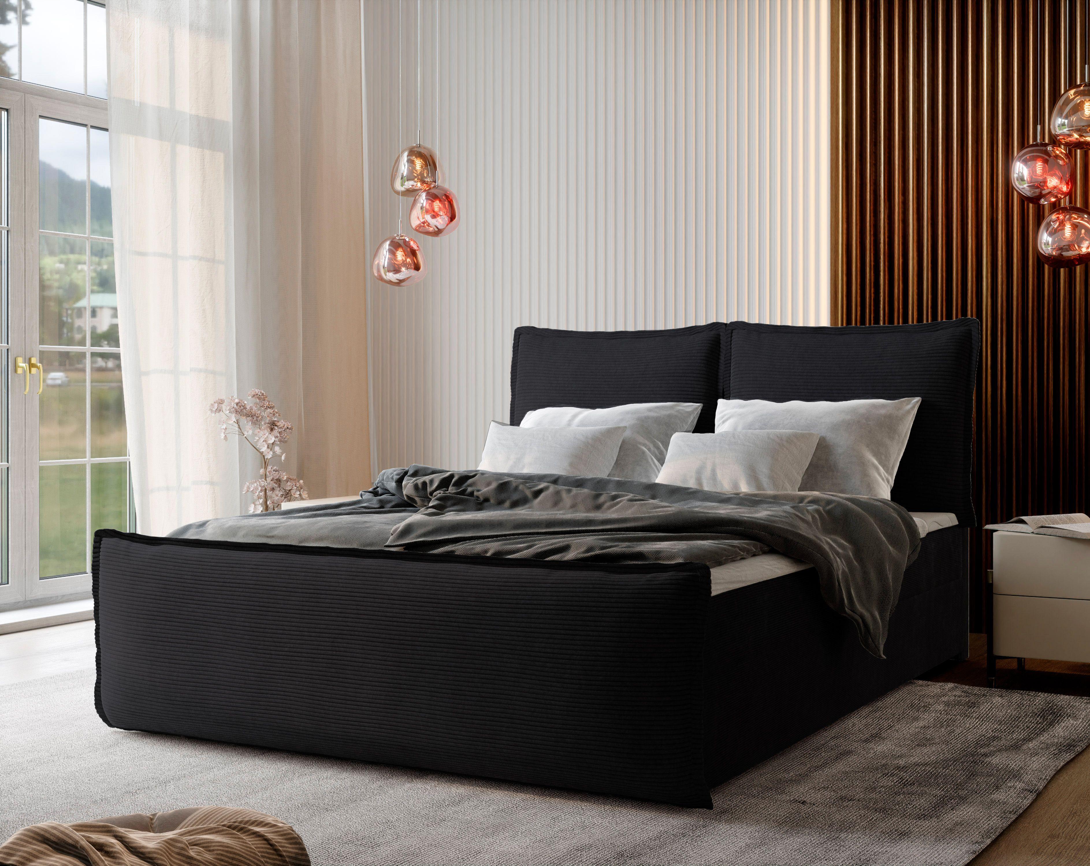 wohnli-moebel-suche-800000651186-1 BOXBETT MONTA 160x200 cm mit Matratze und Topper - Schwarz Holz MASSENO Möbel > Betten > Boxspringbetten Schwarz