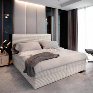 wohnli-moebel-suche-800000651198-1 BOXBETT PISA 140x200 cm mit Matratze und Topper - Creme Holz MASSENO Möbel > Betten > Boxspringbetten Weiß