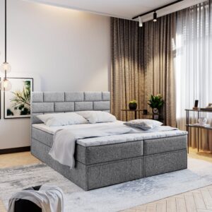 wohnli-moebel-suche-800000651199-1 BOXBETT ARINOS 180x200 cm mit Matratze und Topper - Hellgrau Holz MASSENO Möbel > Betten > Boxspringbetten Grau