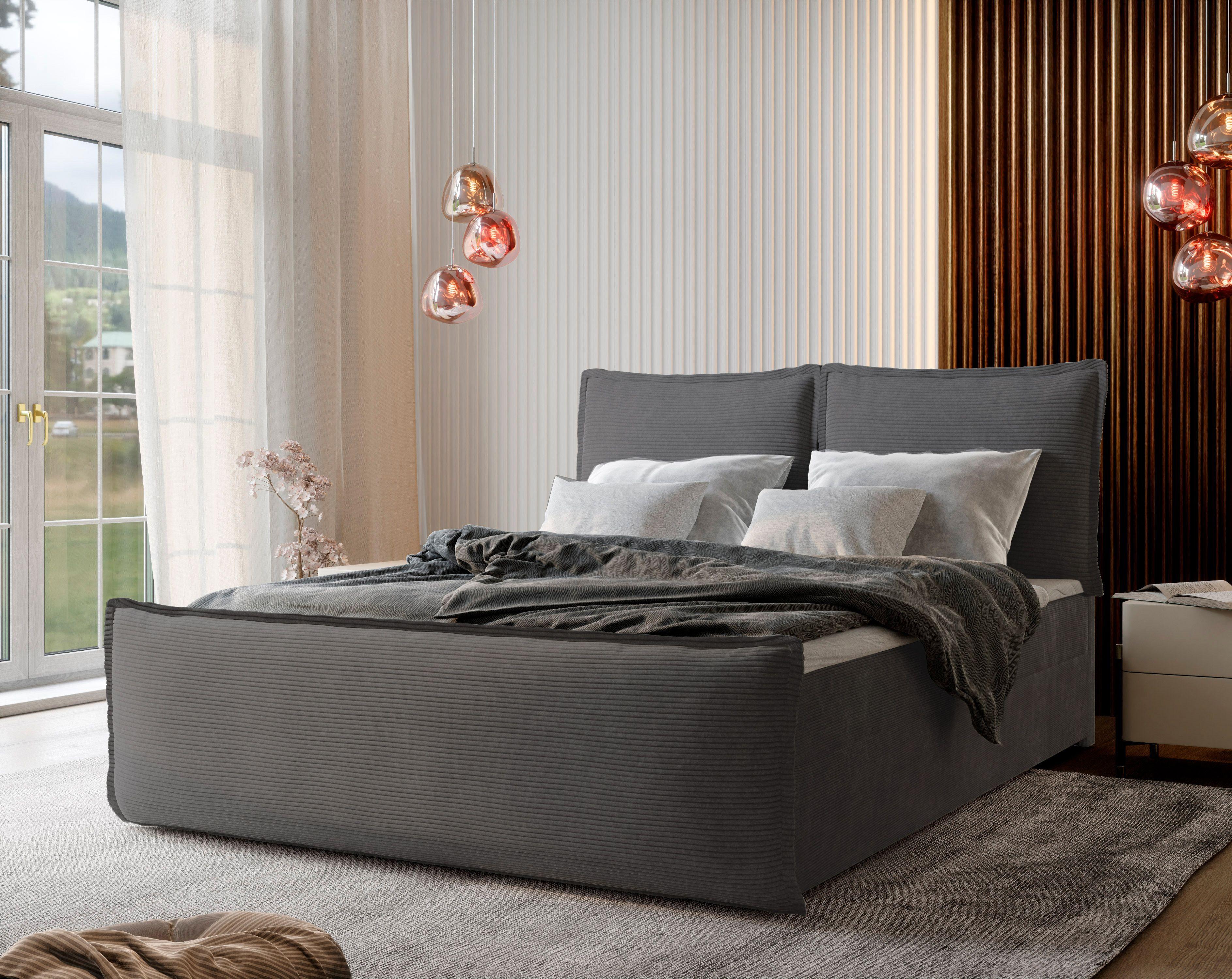 wohnli-moebel-suche-800000651203-1 BOXBETT MONTA 140x200 cm mit Matratze und Topper - Grau Holz MASSENO Möbel > Betten > Boxspringbetten Grau