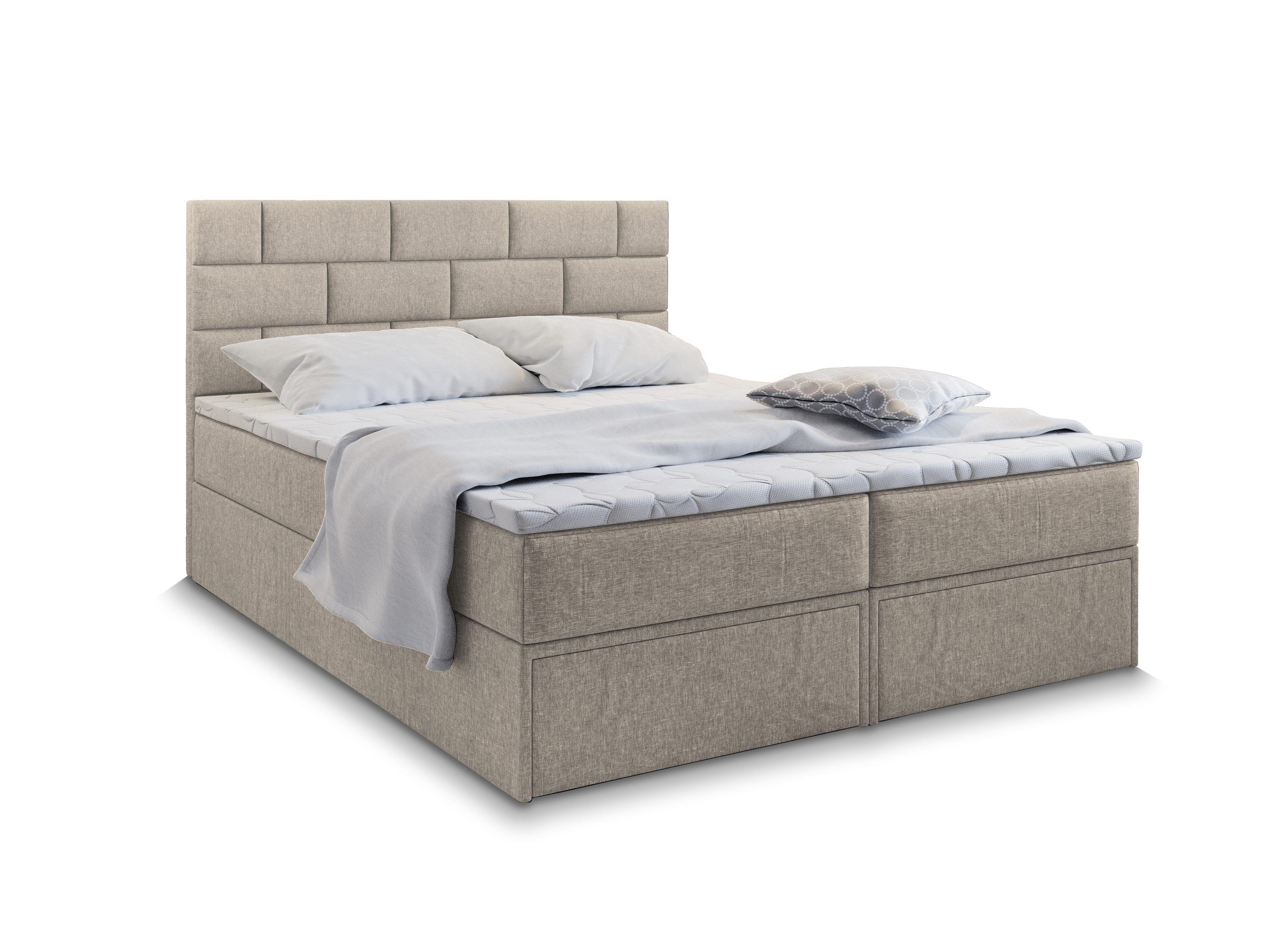 Wohnli Möbelsuche - BOXBETT ARINOS 160x200 cm mit Matratze und Topper - Beige