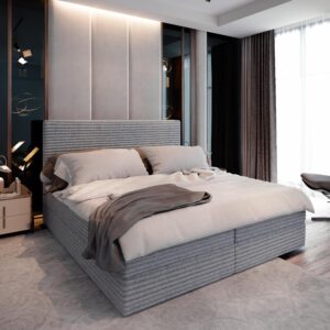 wohnli-moebel-suche-800000651219-1 BOXBETT PISA 180x200 cm mit Matratze und Topper - Hellgrau Holz MASSENO Möbel > Betten > Boxspringbetten Grau