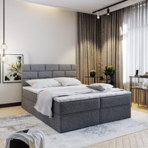 wohnli-moebel-suche-800000651245-1 BOXBETT ARINOS 140x200 cm mit Matratze und Topper - Grau Holz MASSENO Möbel > Betten > Boxspringbetten Grau