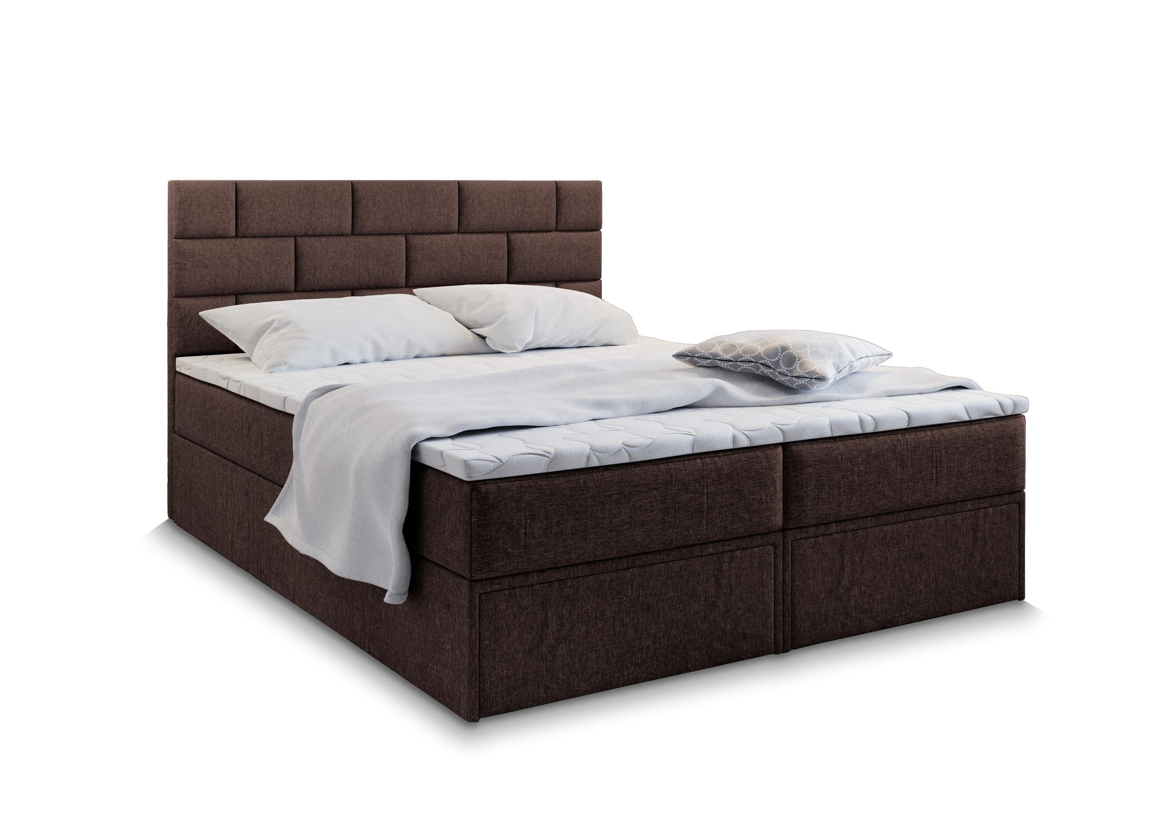 Wohnli Möbelsuche - BOXBETT ARINOS 180x200 cm mit Matratze und Topper - Braun