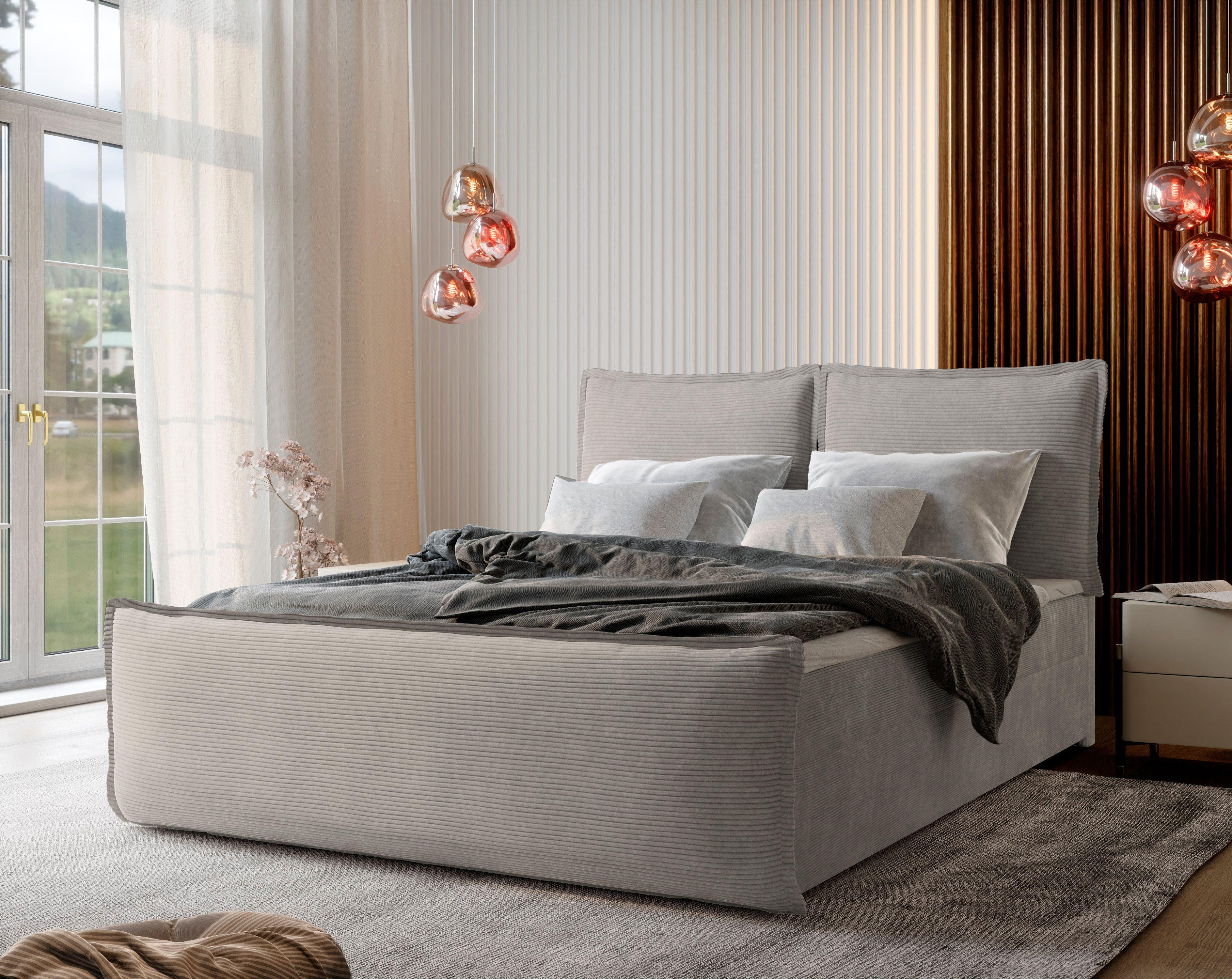 wohnli-moebel-suche-800000651308-1 BOXBETT MONTA 140x200 cm mit Matratze und Topper - Beige Holz MASSENO Möbel > Betten > Boxspringbetten Beige