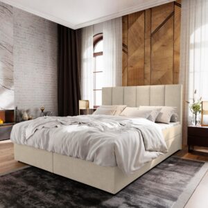wohnli-moebel-suche-800000651318-1 BOXBETT MERIL 180x200 cm mit Matratze und Topper - Beige Holz MASSENO Möbel > Betten > Boxspringbetten Beige