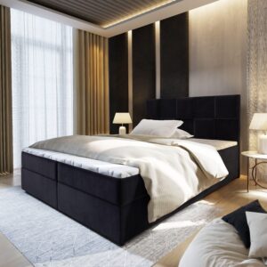 wohnli-moebel-suche-800000651339-1 BOXBETT PRATA 160x200 cm mit Matratze und Topper - Schwarz Holz MASSENO Möbel > Betten > Boxspringbetten Schwarz