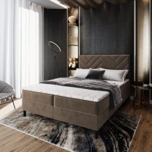 wohnli-moebel-suche-800000651341-1 BOXBETT ROKIS 180x200 cm mit Matratze und Topper - Beige Holz MASSENO Möbel > Betten > Boxspringbetten Beige