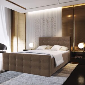 wohnli-moebel-suche-800000651346-1 BOXBETT SLAT 160x200 cm mit Matratze und Topper - Braun Holz MASSENO Möbel > Betten > Boxspringbetten Braun