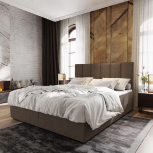 wohnli-moebel-suche-800000651353-1 BOXBETT MERIL 160x200 cm mit Matratze und Topper - Braun Holz MASSENO Möbel > Betten > Boxspringbetten Braun