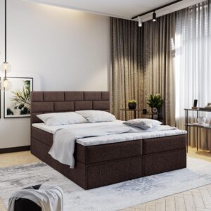 wohnli-moebel-suche-800000651354-1 BOXBETT ARINOS 140x200 cm mit Matratze und Topper - Braun Holz MASSENO Möbel > Betten > Boxspringbetten Braun