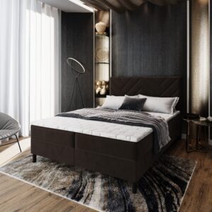 wohnli-moebel-suche-800000651406-1 BOXBETT ROKIS 160x200 cm mit Matratze und Topper - Braun Holz MASSENO Möbel > Betten > Boxspringbetten Braun