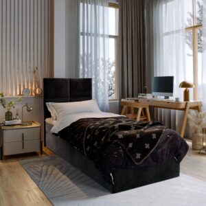 wohnli-moebel-suche-800000651473-1 BOXBETT LENA 100 100x200 cm mit Matratze und Topper - Schwarz Holz MASSENO Möbel > Betten > Boxspringbetten Schwarz