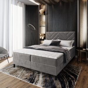 wohnli-moebel-suche-800000651486-1 BOXBETT ROKIS 180x200 cm mit Matratze und Topper - Grau Holz MASSENO Möbel > Betten > Boxspringbetten Grau