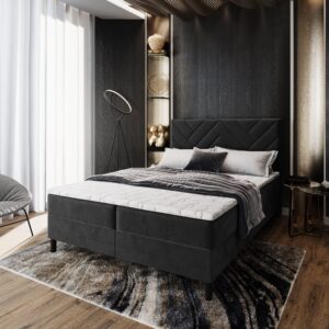 wohnli-moebel-suche-800000651493-1 BOXBETT ROKIS 160x200 cm mit Matratze und Topper - Schwarz Holz MASSENO Möbel > Betten > Boxspringbetten Schwarz