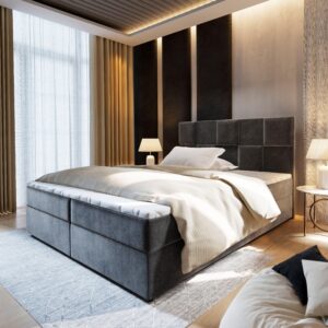wohnli-moebel-suche-800000651501-1 BOXBETT PRATA 160x200 cm mit Matratze und Topper - Grau Holz MASSENO Möbel > Betten > Boxspringbetten Grau