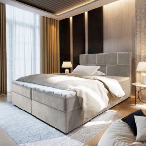 BOXBETT PRATA 140x200 cm mit Matratze und Topper - Beige Holz MASSENO Möbel > Betten > Boxspringbetten Beige