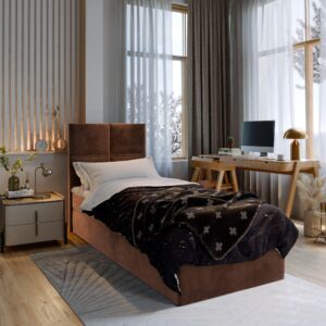 wohnli-moebel-suche-800000651514-1 BOXBETT LENA 100 100x200 cm mit Matratze und Topper - Braun Holz MASSENO Möbel > Betten > Boxspringbetten Braun