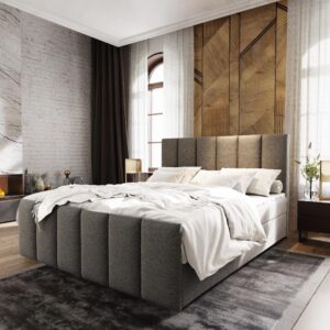 wohnli-moebel-suche-800000651516-1 BOXBETT LAGO 180x200 cm mit Matratze und Topper - Hellgrau Holz MASSENO Möbel > Betten > Boxspringbetten Grau