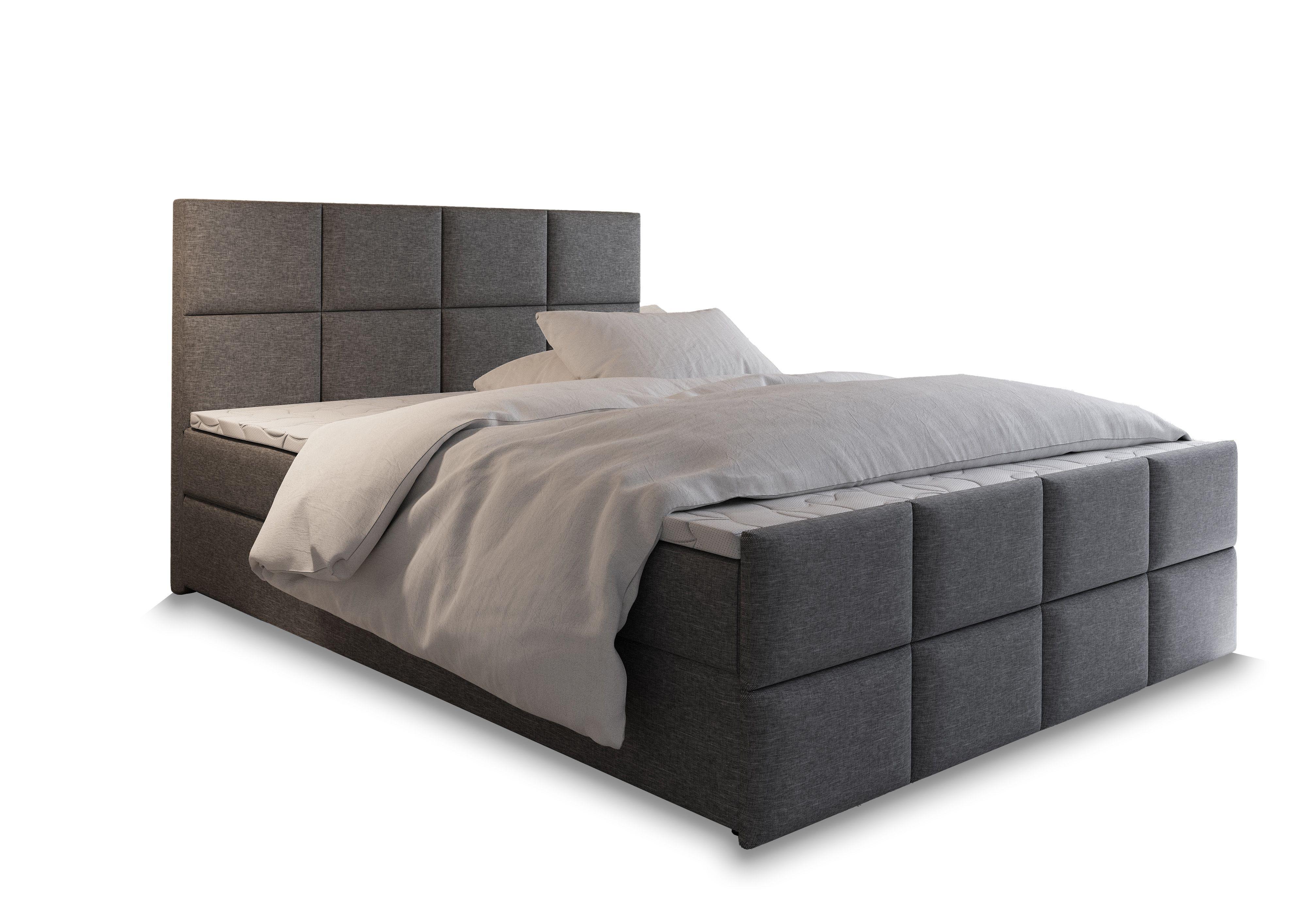 Wohnli Möbelsuche - BOXBETT ARIEL 180x200 cm mit Matratze und Topper - Hellgrau