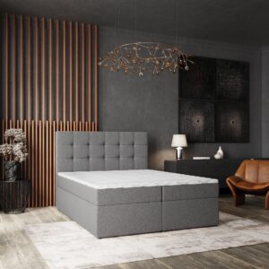 wohnli-moebel-suche-800000651556-1 BOXBETT PALMA 140x200 cm mit Matratze und Topper - Hellgrau Holz MASSENO Möbel > Betten > Boxspringbetten Grau